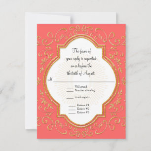 RSVP Quatrefoil Frame Script Swirl Gold Parties sc