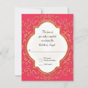 RSVP Quatrefoil Frame Script Swirl Gold Parties sc