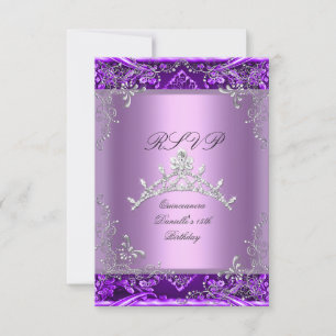 RSVP Quinceanera 15e fête d'anniversaire Purple Li