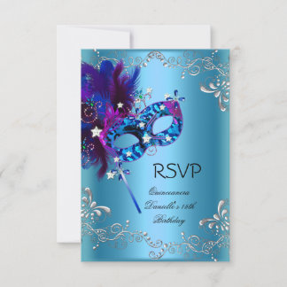 RSVP Quinceanera 15th Birthday Party Masquerade Card
