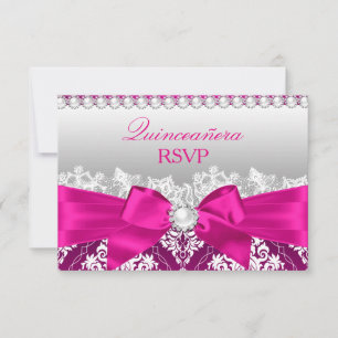 RSVP Quinceanera Rose Chaud Damassé & Nœud en Soie
