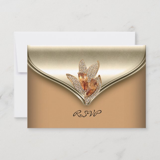 RSVP Reply Elegant Caramel Beige Gold Birthday (Front)