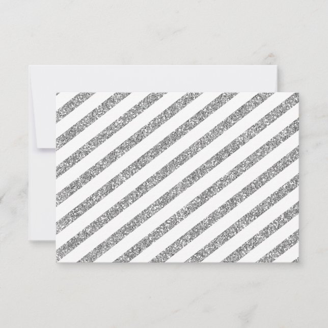 RSVP REPLY modern silver glitter simple stripe Card (Front)
