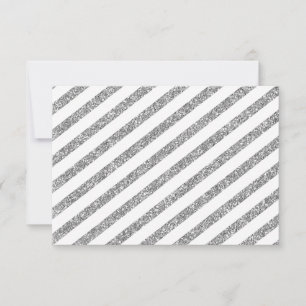 RSVP REPLY modern silver glitter simple stripe Card