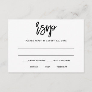 RSVP / Reply Postcard   Brush Calligraphy (Black)