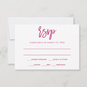 RSVP / Reply Postcard Brush Calligraphy-Magenta