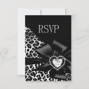 RSVP Reply Response Any Party Leopard Black Silver