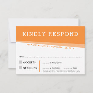 RSVP REPLY RESPONSE CARD simple modern bold orange