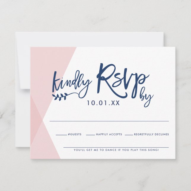 RSVP REPLY RESPONSE CARD stylish pale pink overlap (Front)