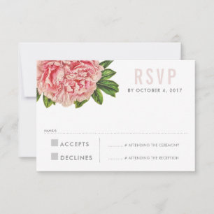 RSVP REPLY RESPONSE chic pink floral peony flower