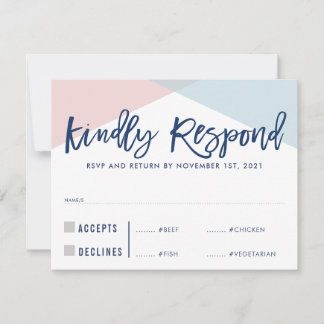 RSVP REPLY RESPONSE elegant pink blue meals big