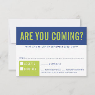 RSVP REPLY RESPONSE fun bold block royal blue lime