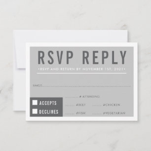 RSVP REPLY RESPONSE modern block minimalist grey