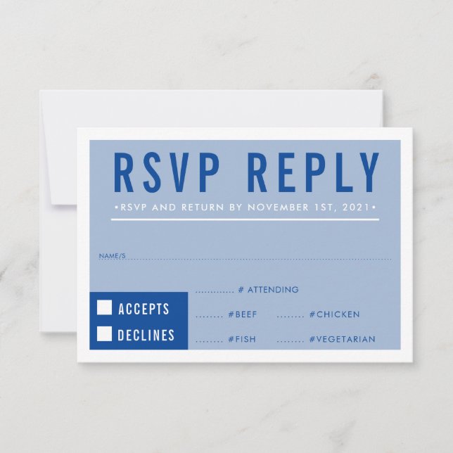 RSVP REPLY RESPONSE modern block royal blue (Front)