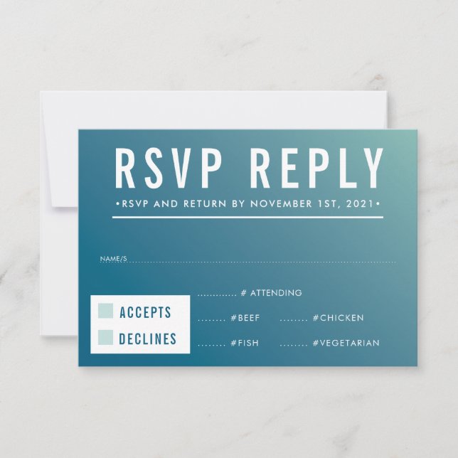 RSVP REPLY RESPONSE modern blue mint gradient (Front)