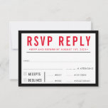 RSVP REPLY RESPONSE modern bold boy black red<br><div class="desc">by kat massard >>> https://linktr.ee/simplysweetpaperie <<< A bold type design for your RSVP REPLY CARDS - to match your main invitations. Love the design, but would like to see some changes - another colour scheme, product, add a photo or adapted for a different occasion - no worries simply contact me,...</div>