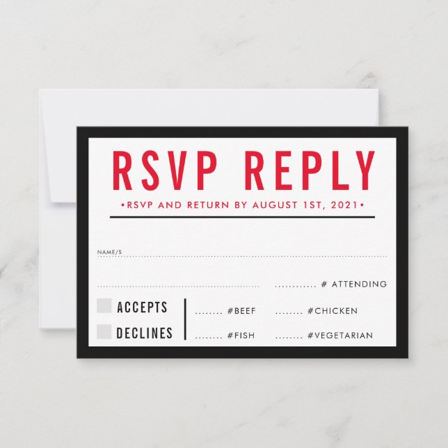 RSVP REPLY RESPONSE modern bold boy black red (Front)