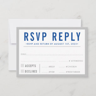 RSVP REPLY RESPONSE modern bold boy grey blue
