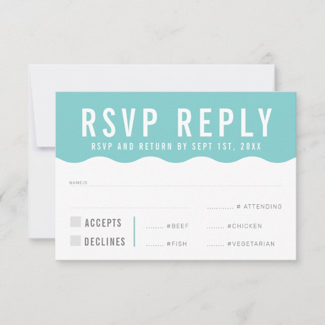 RSVP REPLY RESPONSE modern bold cute wave mint (Front)