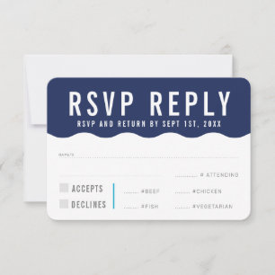 RSVP REPLY RESPONSE modern bold wave navy blue