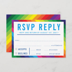 RSVP REPLY RESPONSE modern colourful rainbow strip