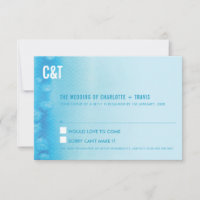 RSVP REPLY RESPONSE modern ombre watercolor blue