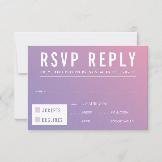 RSVP REPLY RESPONSE modern purple pink gradient (Front)