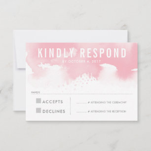 RSVP REPLY RESPONSE modern watercolor blush pink