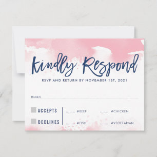 RSVP REPLY RESPONSE pale pink watercolor meals big