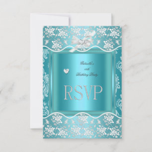 RSVP Reply Response Pretty Blue White Lace
