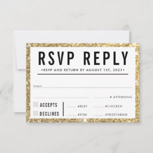 RSVP REPLY RESPONSE simple modern gold glitter