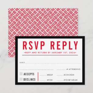 RSVP REPLY RESPONSE simple modern grid black red