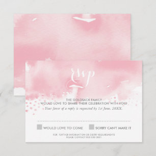 RSVP REPLY RESPONSE stylish watercolor pale pink Invitation