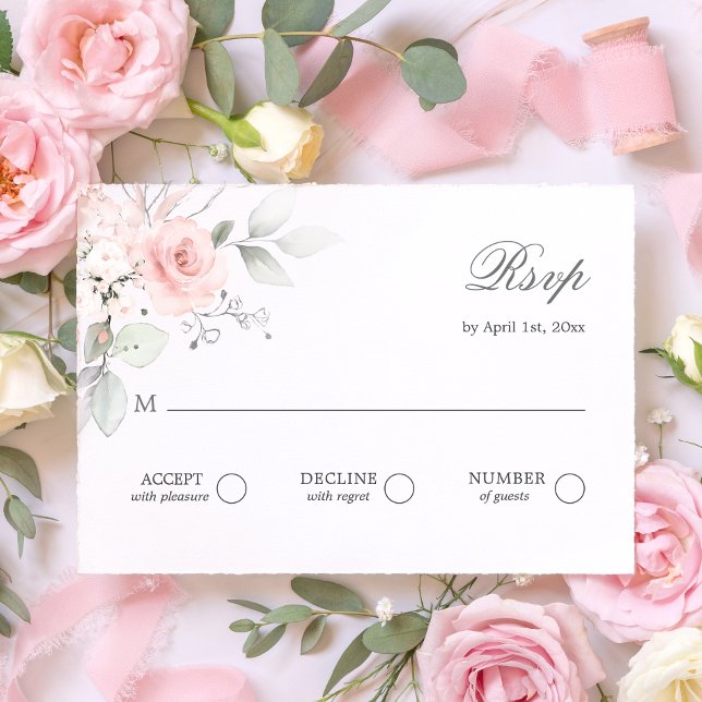 RSVP Reply Watercolor Pink Rose Budget (RSVP Reply Watercolor Pink Rose Budget)