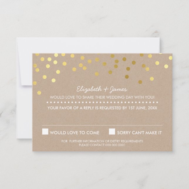 RSVP RÉPONDRE à la réponse kraft à la confetti en  (Devant)