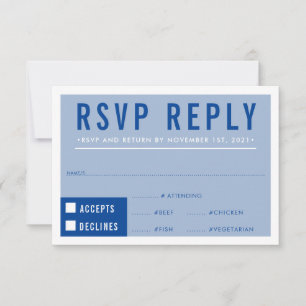 RSVP RÉPONSE bloc moderne bleu royal bleu
