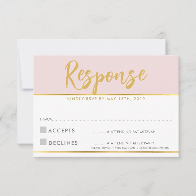 RSVP REPONSE CARD or rose pâle pois (Devant)