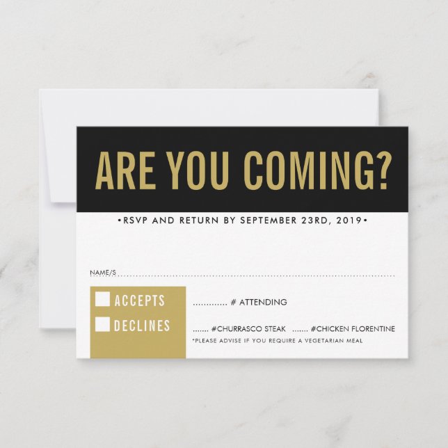 RSVP RÉPONSE fun bold block black old gold (Devant)