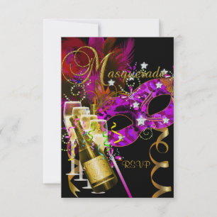 RSVP Réponses MMasques noir or rose