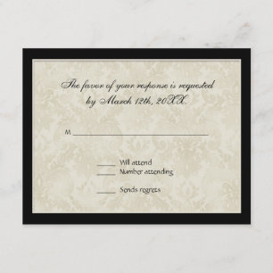 RSVP Response, Black n White Circle Damask Card