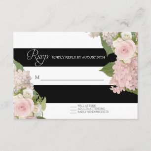 RSVP Response Black White Striped w Pretty Floral