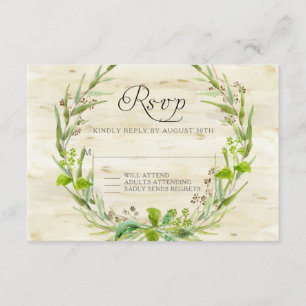 RSVP Response BOHO Rustic Forest Leaf Seeds Wreath