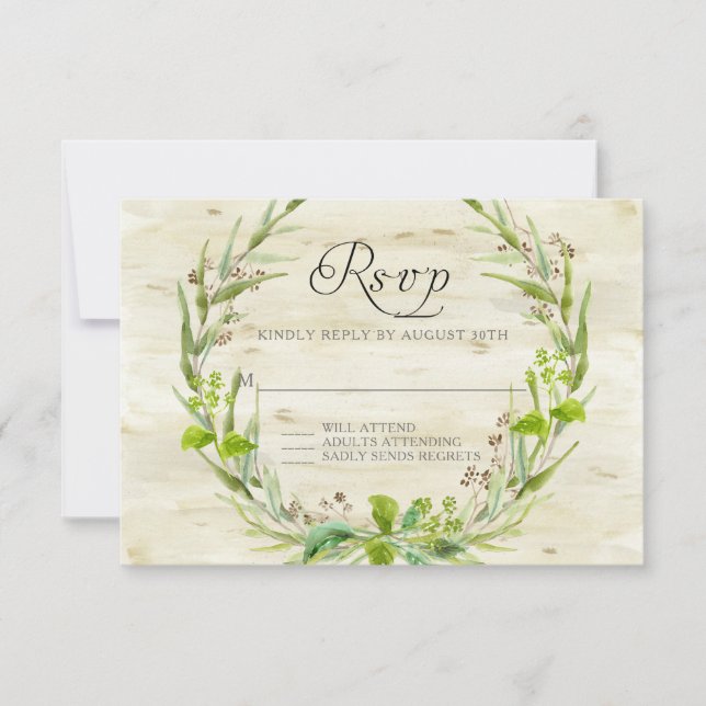 RSVP Response BOHO Rustic Forest Leaf Seeds Wreath (Front)