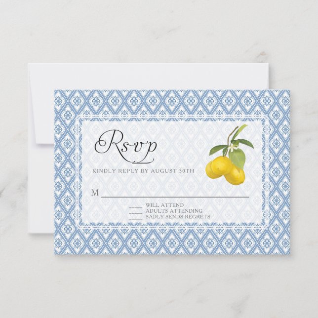 RSVP Response BOHO Rustic Lemon Trellis Floral Art (Front)
