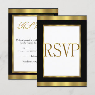 RSVP Response Card Black Gold White All Events