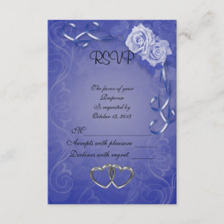 RSVP response card Blue roses