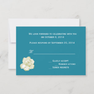 RSVP, response card, gardenia and polka dots Invitation