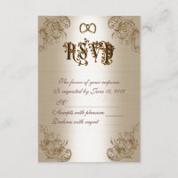 RSVP response card gold satin-look