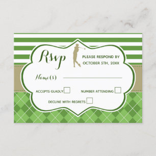 RSVP response card golf green gold