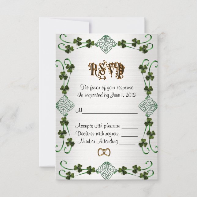 RSVP response card Irish Unity knot (Front)